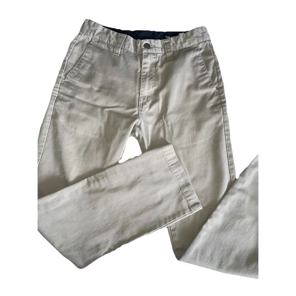 Volcom Pants Boys 24, True To This Chino Khaki Straight Embroidered Logo - Picture 1 of 6